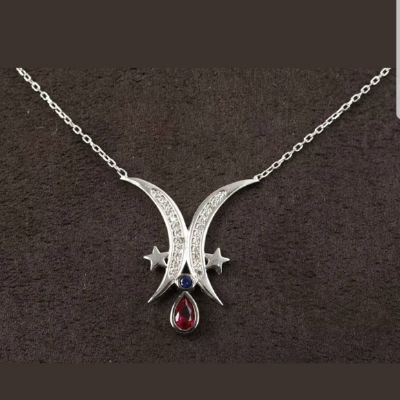 Kharma by Avelon Jewelry - Mirror moon & stars tear drop ruby necklace